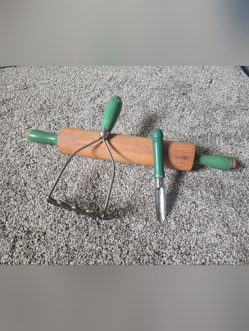 Green-Handled Vintage Kitchen Tool Set